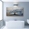 Wood Framed Wall Art for Living Room, Office, Bedroom - Large Abstract Blue Grey Tree Painting Canvas - Farmhouse Home Decor 20"X40"